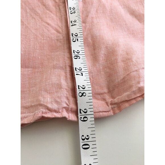 Tasso Elba Men's Shirt Top Size M 100% Linen Peach Long Sleeve Button Up - Picture 11 of 11